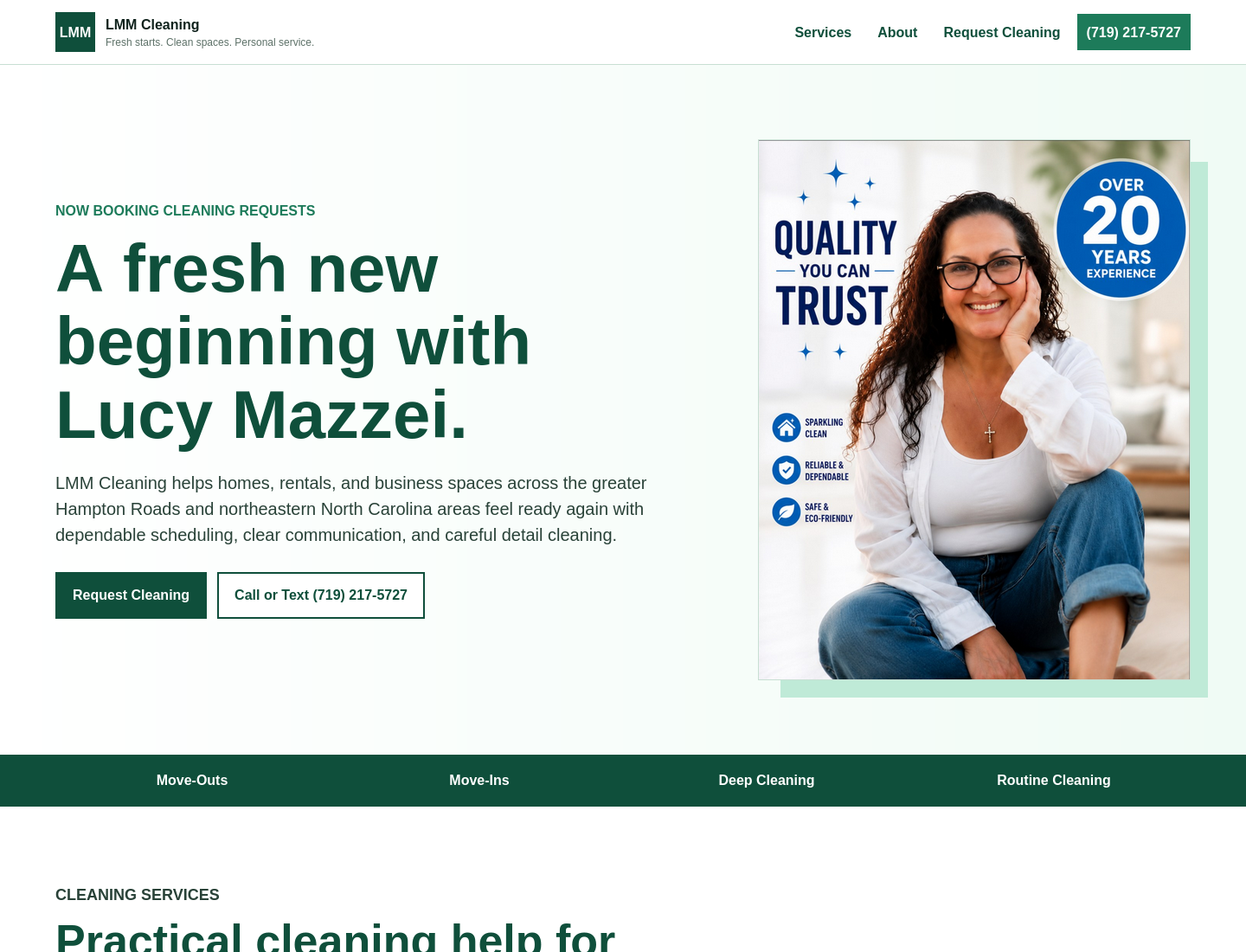 Screenshot of the LMM Cleaning website