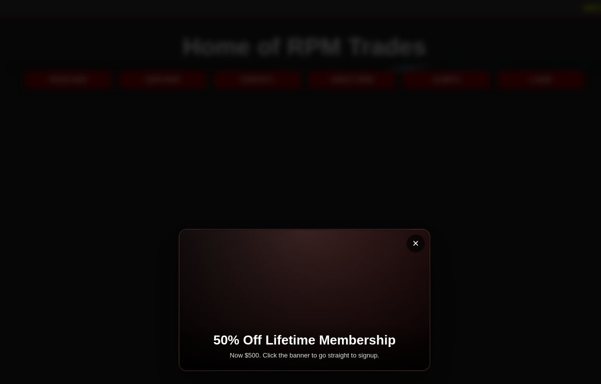 Screenshot of the RPM Trades homepage